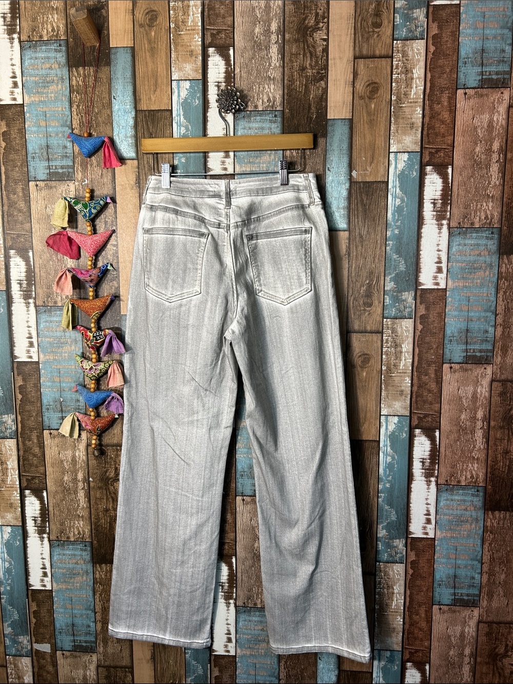 Forever 21 Light Gray Wide Leg Jeans — High Rise Flare - Picture 13 of 16